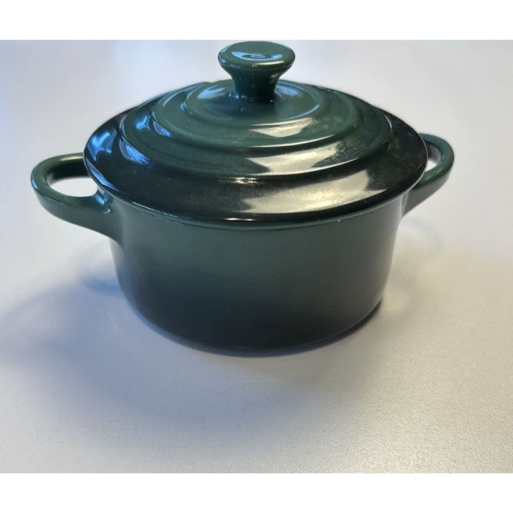 Le Creuset Stoneware Mini Round Cocotte & Lid Artichaut Green 8 Ounce 3.5